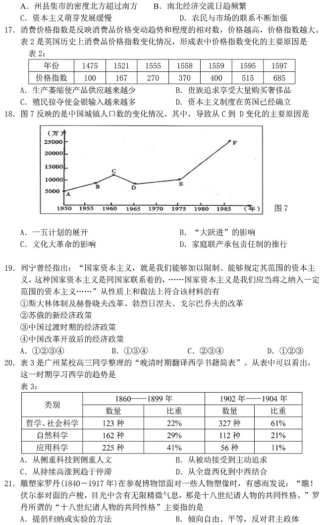 海珠区2013高三综合测试