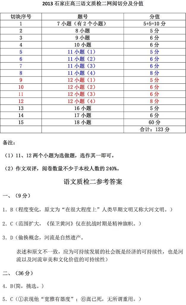2013石家庄质检二试题答案