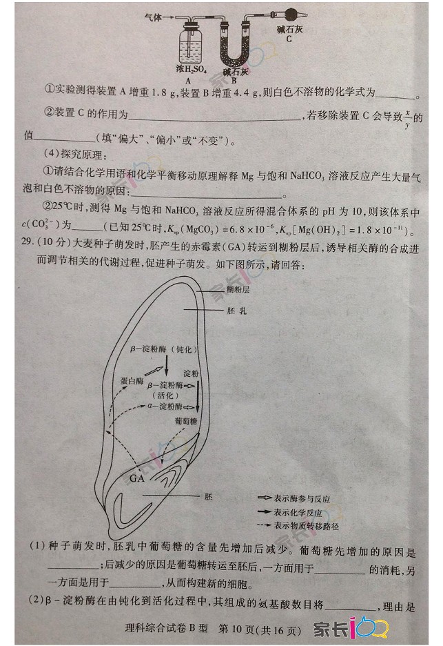 2014武汉四月调考理综试题及答案