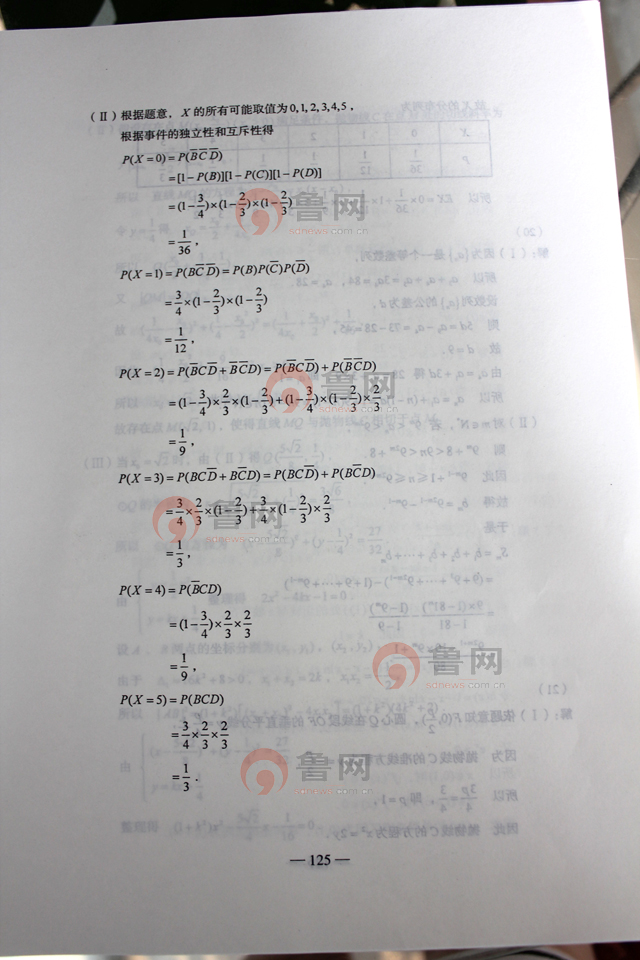 2012山东高考数学理试题答案