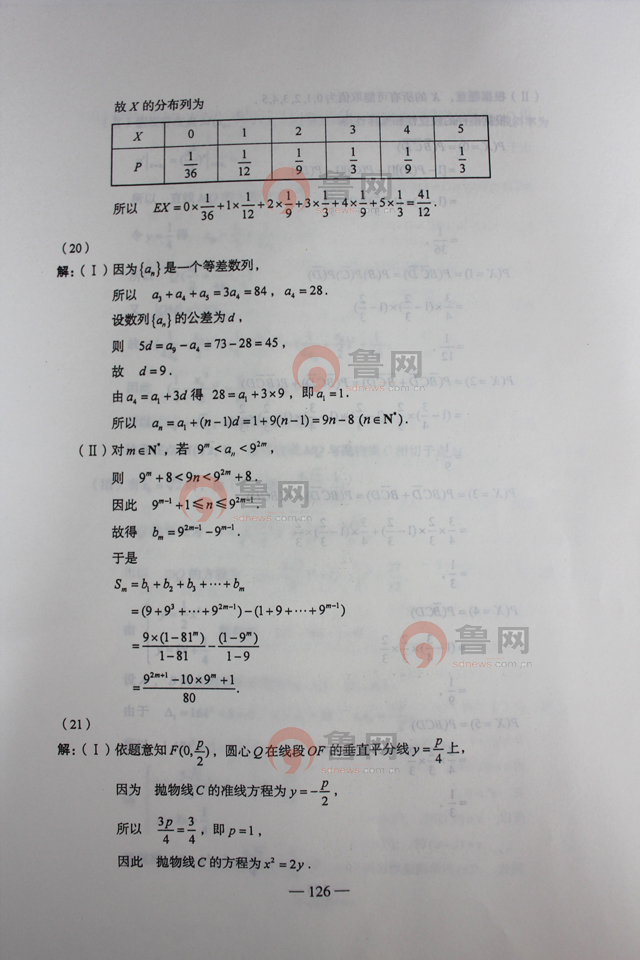 2012山东高考数学理试题答案