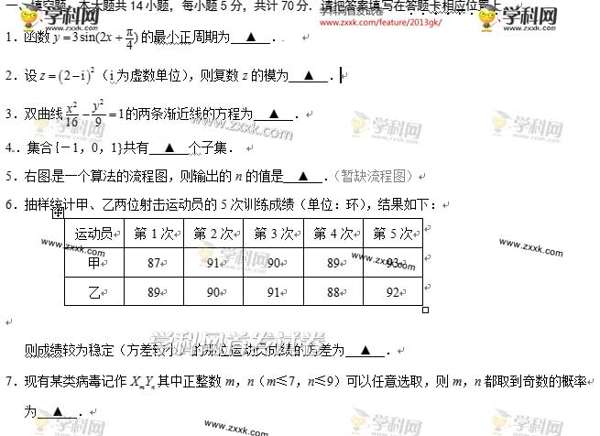 2013江苏高考数学试题答案