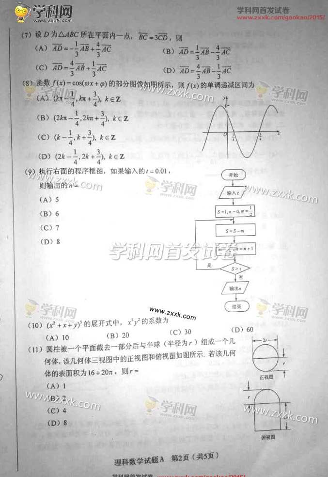 2015新课标高考数学试题答案