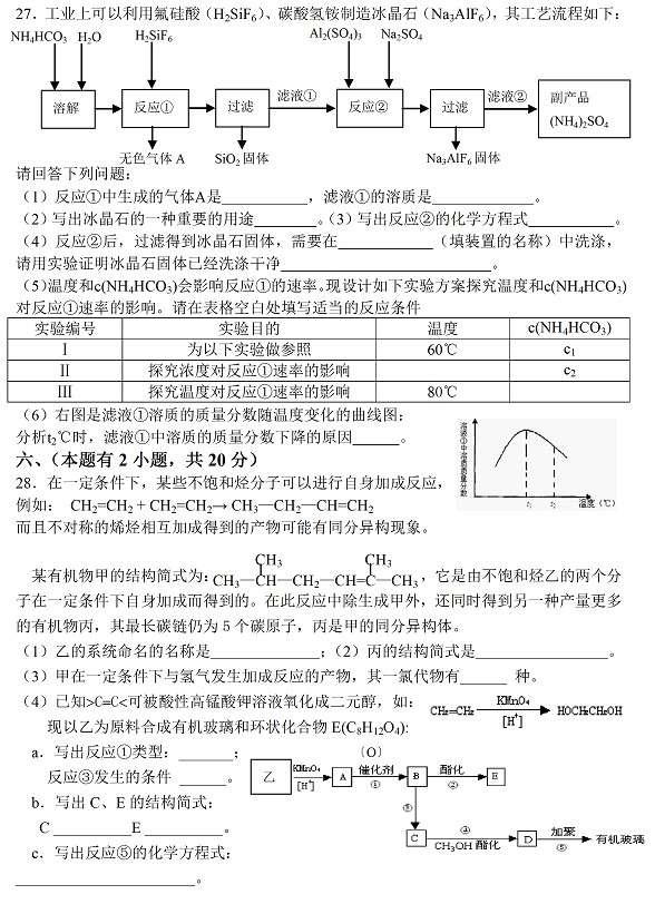 2011年上海市卢湾区高三年化学试题