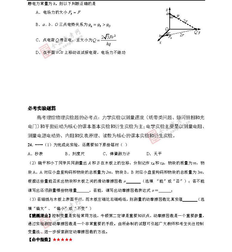 2014年高考物理预测:最有可能考的50道题
