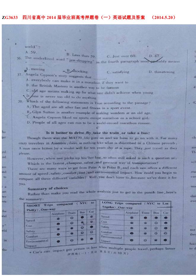 2014四川高考预测题英语(含答案)