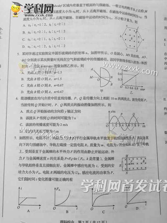 2016四川高考理综试题