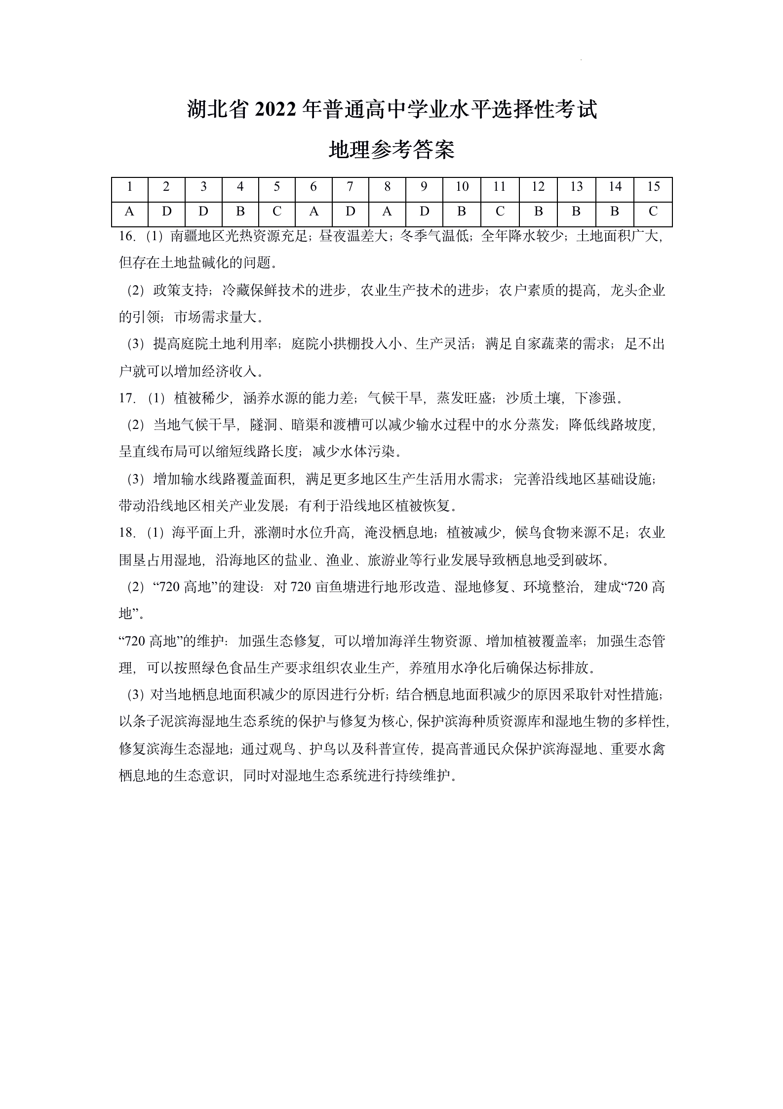 2022年高考真题及答案